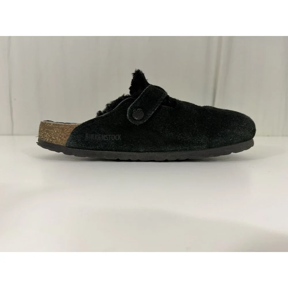 Birkenstock Boston Shearling Lined Clog Black Suede EU 40 US 9-9.5 Slow Fashion
